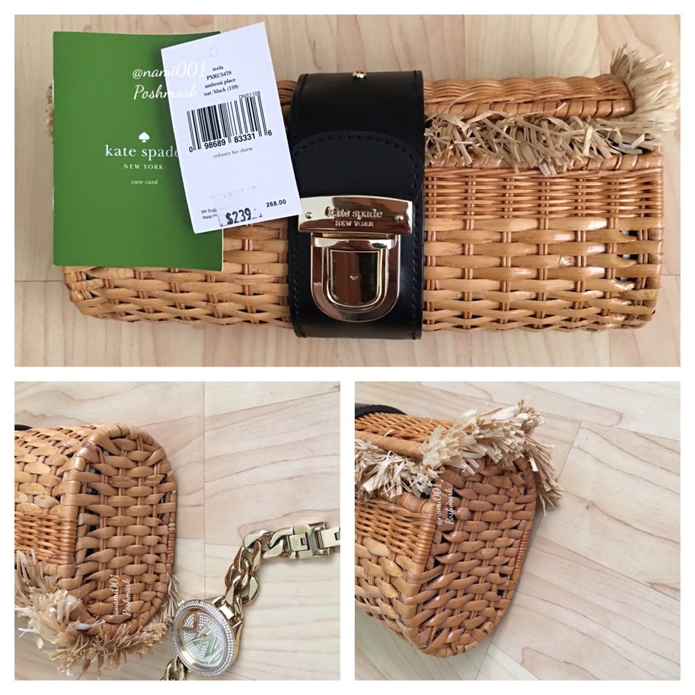 Kate Spade Small Basket Clutch Tan & Black - NWT - Picture 7 of 7